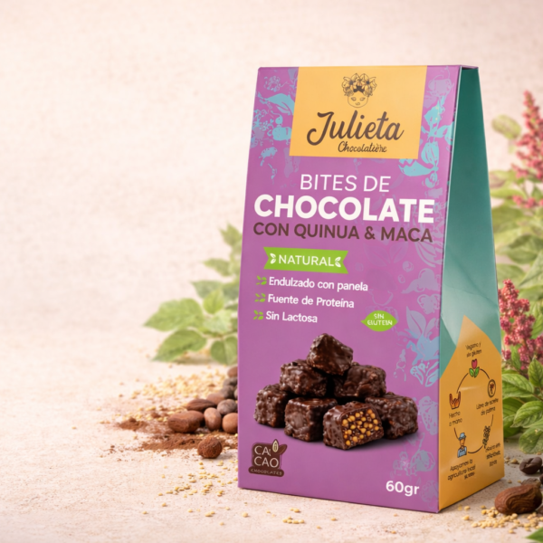 Bites de chocolate con quinua y maca